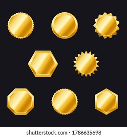 Gold badges. labels and shields vector collection. ornate gold frame collection set. Golden seal