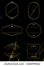 Gold badges on black background vector collection