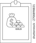 Gold bag and gold bars on a document