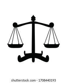 Gold balance scale vector illustration. Justice or law concept icon symbol isolated on white, flat, eps 10. 
