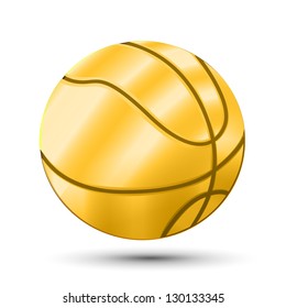 Gold ball basketball on a white background. Vector.