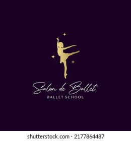 Gold Ballerina studio logo design template