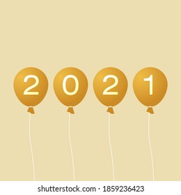 gold balloon with 2021 number. New year illustration