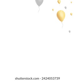 Vector blanco de fondo de globo de oro. Tarjeta de concepto de aire. Sorpresa de la Fiesta Dorada. Diseño de helio de látex.
