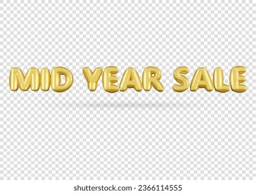 Gold balloons business header. Mid year sale advertising symbol letter 3d vector. 