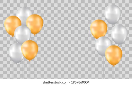 Gold balloons, concept design. vector illustration. Celebration transparent background template