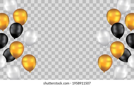 Gold balloons, concept design. vector illustration. Celebration transparent background template
