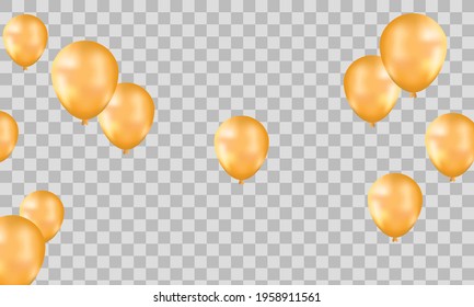Gold balloons, concept design. vector illustration. Celebration transparent background template