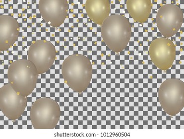 Gold balloons confetti concept design template 