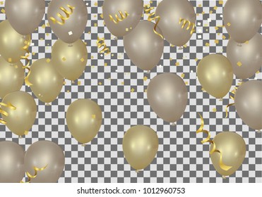 Gold balloons confetti concept design template 