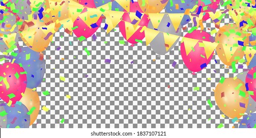 Gold balloons floating festive background, Celebrate a birthday, Poster, banner happy, Vector illustration for website