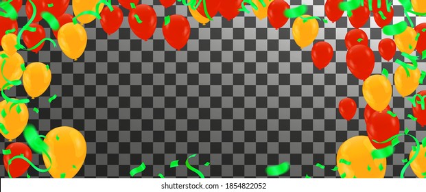 Gold balloons floating festive background, Celebrate a birthday, Poster, banner happy, Vector illustration for website