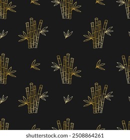 Gold bamboo sticks pattern on dark background.