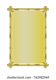 Gold Bamboo vertical photo frame vector template.  Empty area for your text. Realistic 3d Illustration on white background.