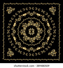 Gold bandana silk scarf.