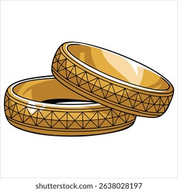 Gold bangles female jewelry vector. Elegant accessory illustration for fashion and cultural themes.