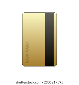 Gold Bank Card back side icon. Trendy credit cards vector illustration mockups. Editable graphic resources for many purposes.