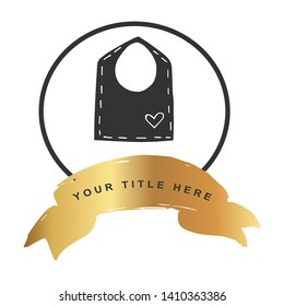 Gold Banner and Baby Bib Icon. Vector Illustration for Graphic Design, Outline, Background, Logo, T-shirt and More.