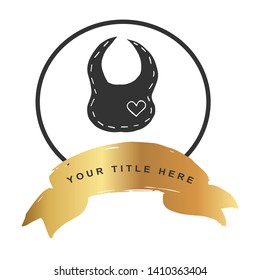 Gold Banner and Baby Bib Icon. Vector Illustration for Graphic Design, Outline, Background, Logo, T-shirt and More.