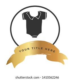 Gold Banner and Baby Clothes Icon. Vector Illustration for Graphic Design, Outline, Background, Logo, T-shirt and More.