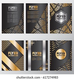 Gold Banner Hintergrund Flyer Stil Design Template, Vektorgrafik