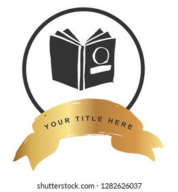 Gold Banner and Books. Vector Illustration for Graphic Design, Outline, Background, Logo, T-shirt and More.