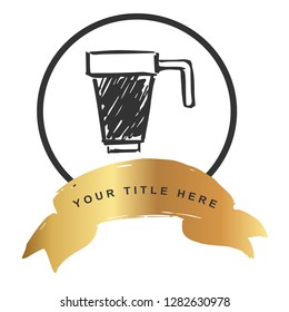 Gold Banner and Coffee. Vector Illustration for Graphic Design, Outline, Background, Logo, T-shirt and More.