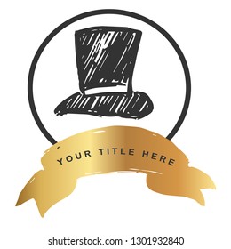 Gold Banner and Hat Cap. Vector Illustration for Graphic Design, Outline, Background, Logo, T-shirt and More.