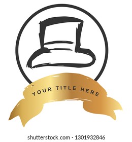 Gold Banner and Hat Cap. Vector Illustration for Graphic Design, Outline, Background, Logo, T-shirt and More.