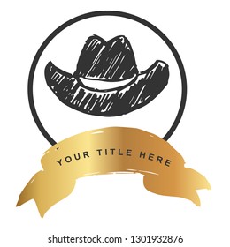 Gold Banner and Hat Cap. Vector Illustration for Graphic Design, Outline, Background, Logo, T-shirt and More.