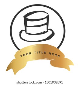 Gold Banner and Hat Cap. Vector Illustration for Graphic Design, Outline, Background, Logo, T-shirt and More.