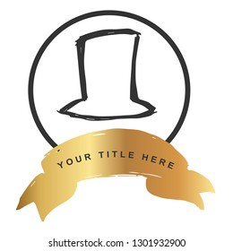 Gold Banner and Hat Cap. Vector Illustration for Graphic Design, Outline, Background, Logo, T-shirt and More.