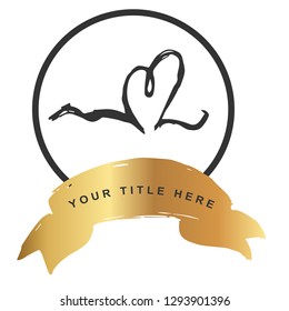 Gold Banner and Heart. Vector Illustration for Graphic Design, Outline, Background, Logo, T-shirt and More.