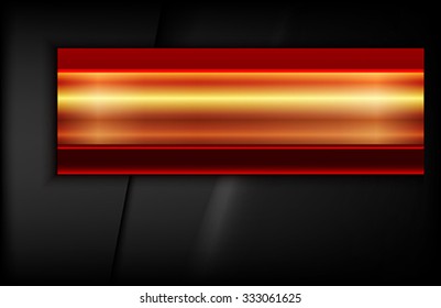 The gold banner on the black background