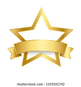 Gold banner on white background vector