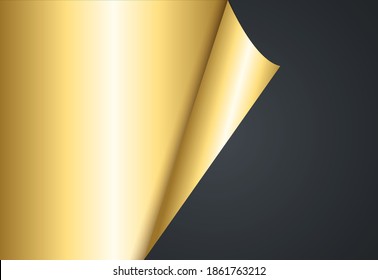 Gold banner in paper curl style. Black friday golden sale banner.