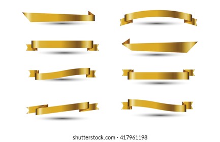 Gold Banner ribbon vector set isolated background