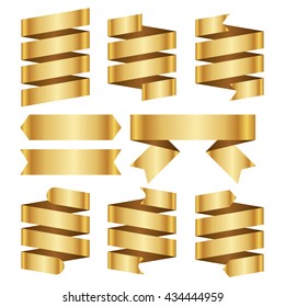Gold Banner ribbon vector set isolated background