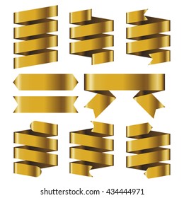 Gold Banner ribbon vector set isolated background