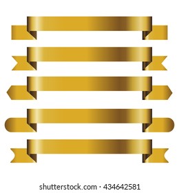 Gold Banner ribbon vector set isolated background