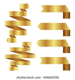 Gold Banner ribbon vector set isolated background