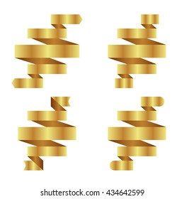 Gold Banner ribbon vector set isolated background