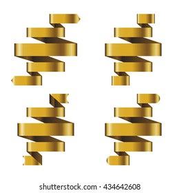 Gold Banner ribbon vector set isolated background
