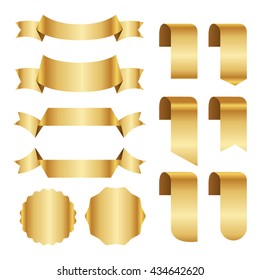 Gold Banner ribbon vector set isolated background