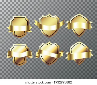 Gold banner ribbons. Retro vintage golden badges and labels collection. Vector illustration EPS10