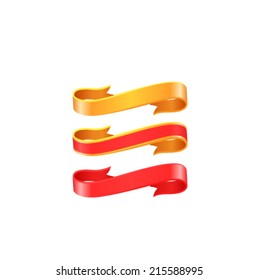 Gold banner set on red background. Vector 