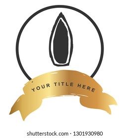 Gold Banner and Surf Board. Vector Illustration for Graphic Design, Outline, Background, Logo, T-shirt and More.