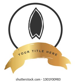 Gold Banner and Surf Board. Vector Illustration for Graphic Design, Outline, Background, Logo, T-shirt and More.