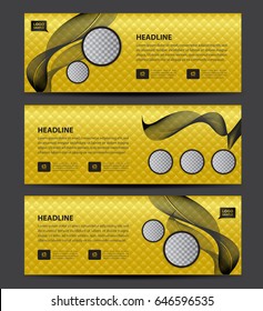 Gold Banner template vector, Horizontal header, advertising, business flyer layout, website