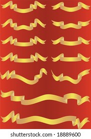 Gold banners set. Fully editable, easy color change.